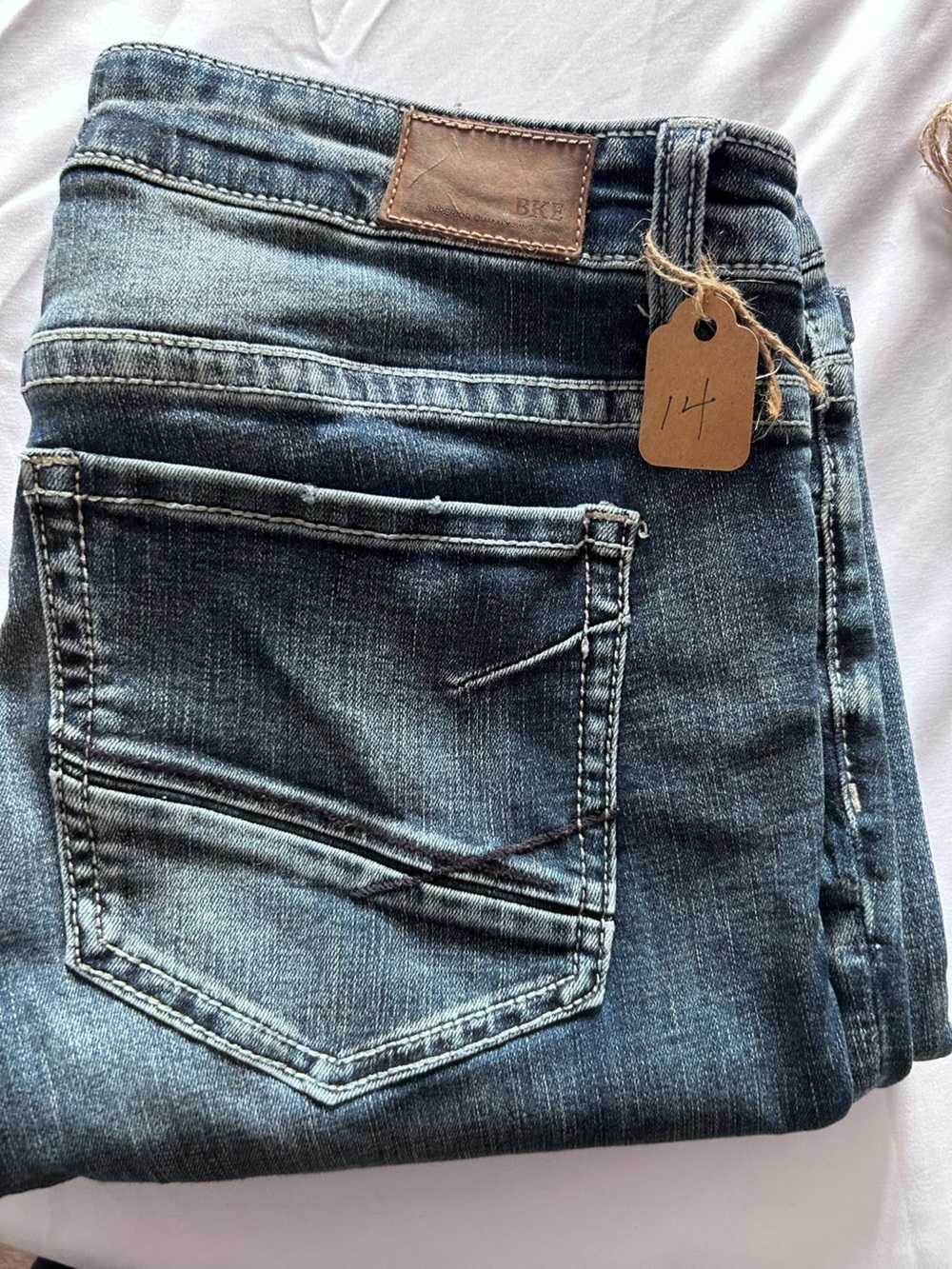 BKE Payton Mid-Rise Bootcut Jeans in Blue Denim